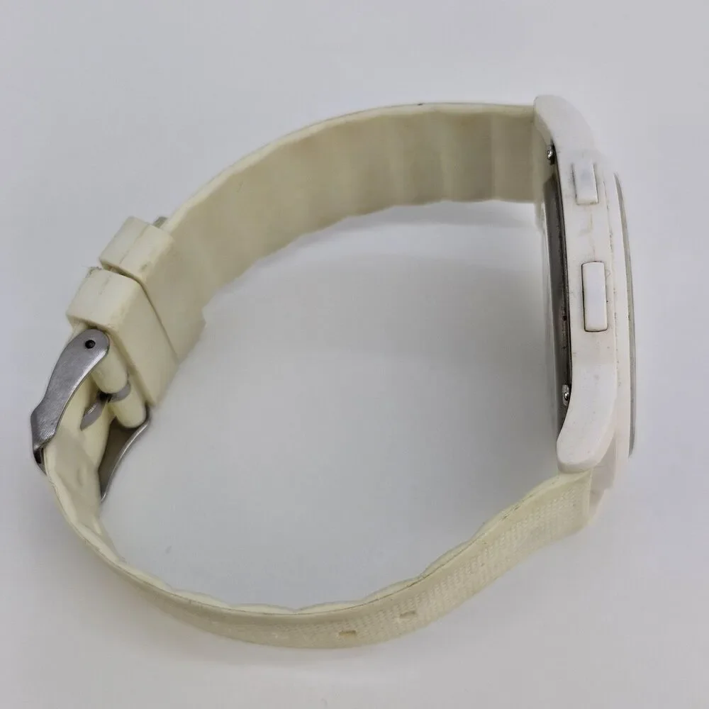 44MM‎ Men's Digital Watch White Case Cream Plastic Bands New Battery
